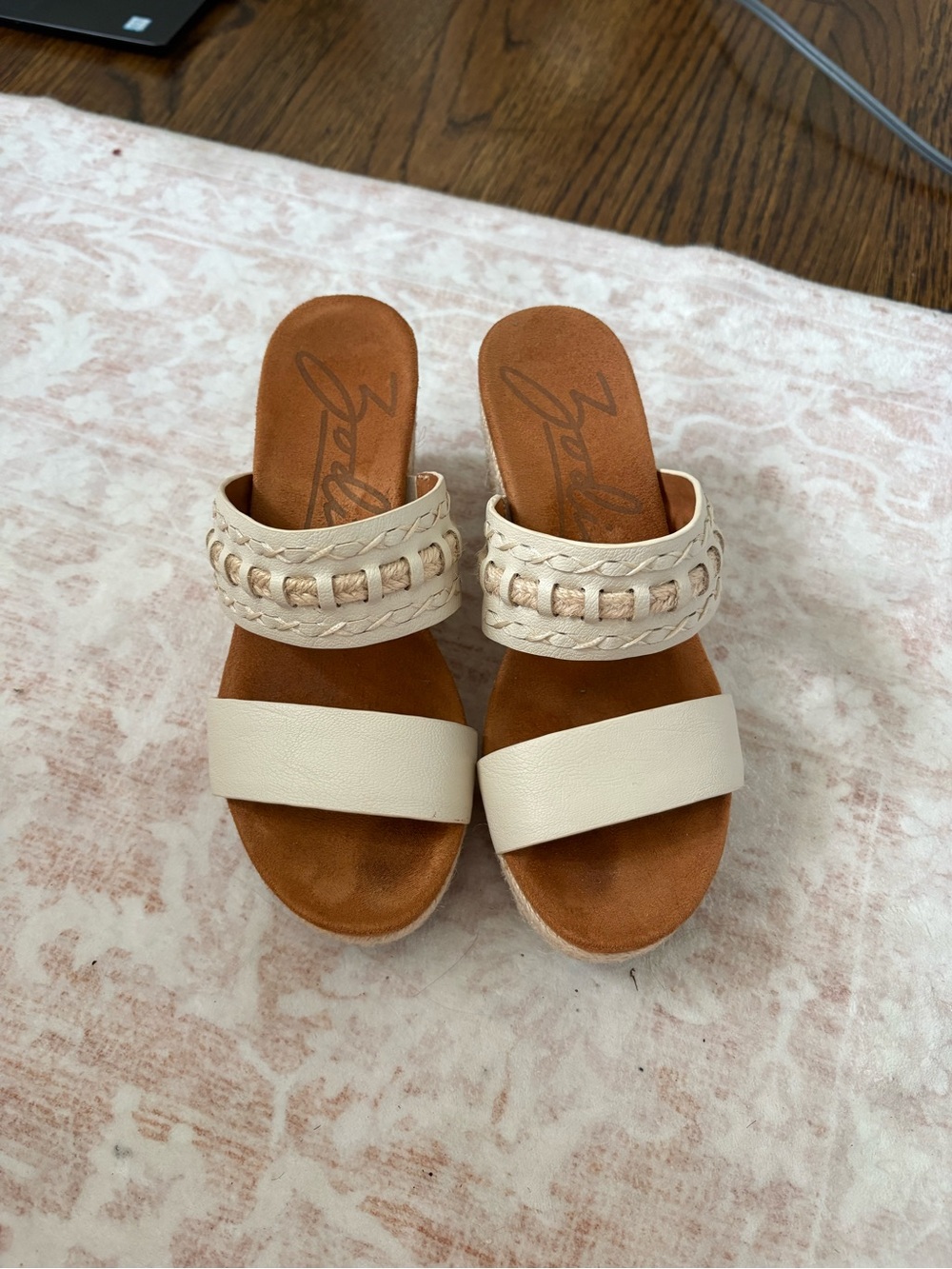 Wedge Espadrille Slide Sandals in Cream - Picture 2 of 5